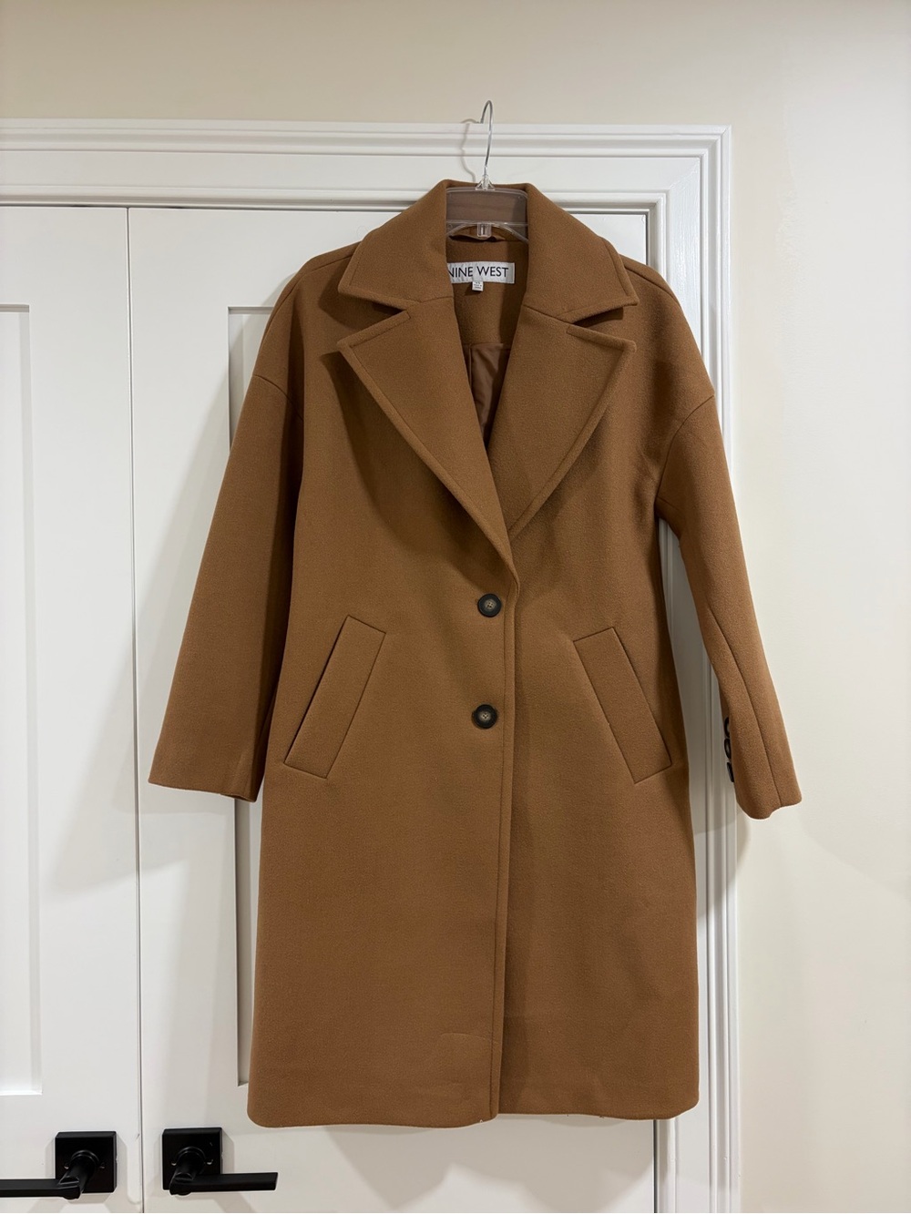 Nine West Camel Single-Breasted Trench Coat